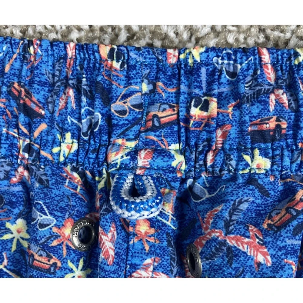 Peter Millar Swim Trunks‎ Men's XL Sunglasses Sports Car Helicopter Blue Print